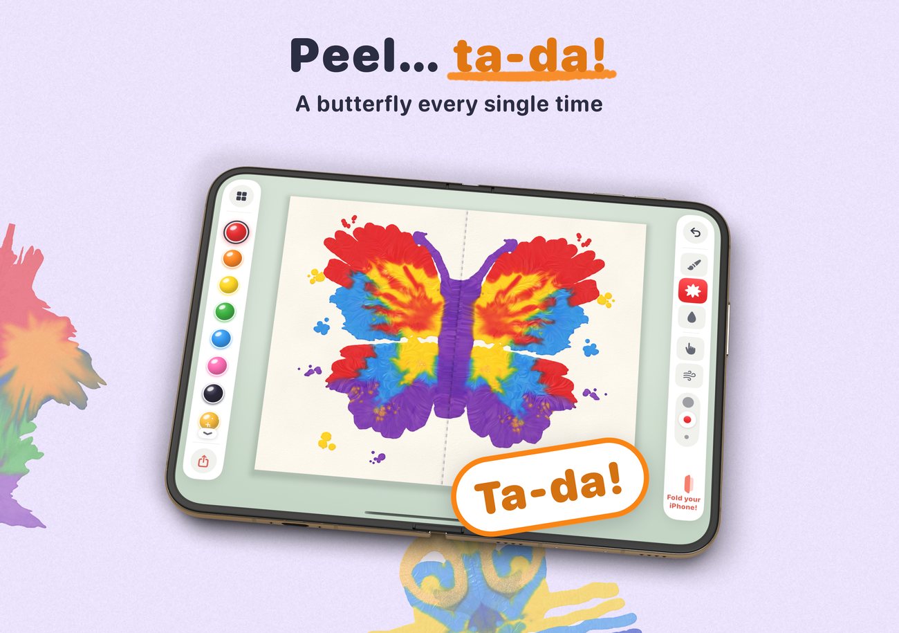 The iPhone Duo opened again, showing a symmetrical butterfly print.